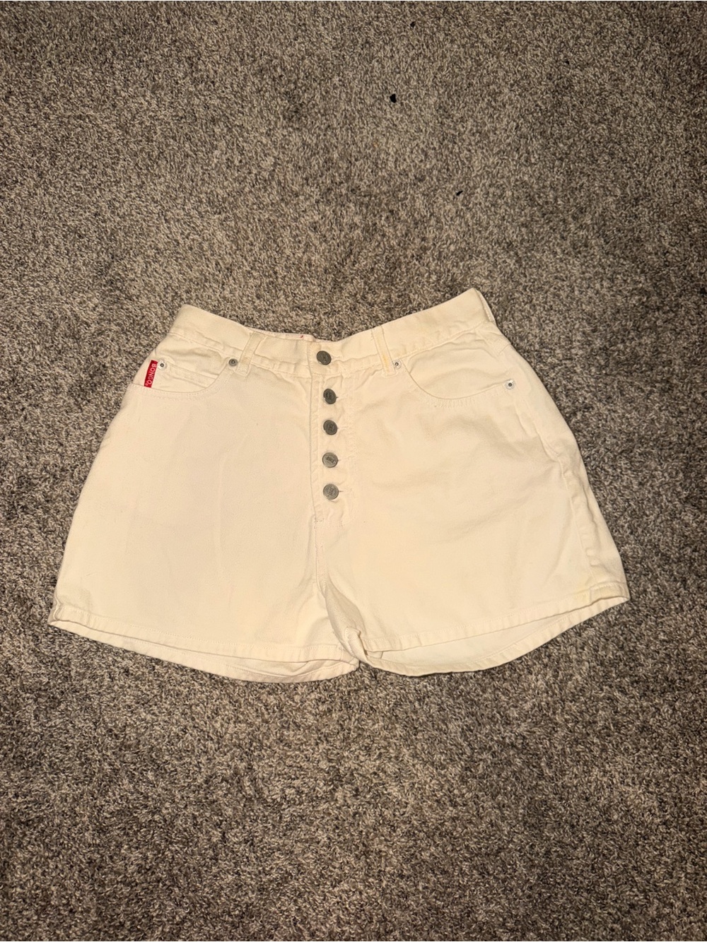 BONGO White High-Waist Button-Fly Denim Shorts